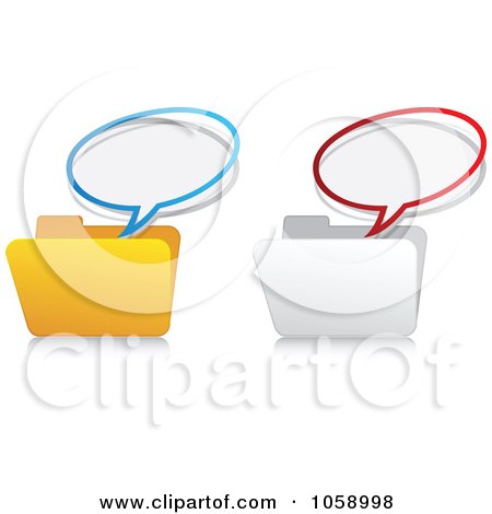 Royalty-Free Vector Clip Art Illustration of a Digital Collage Of Message Bubbles Over Folders by Andrei Marincas