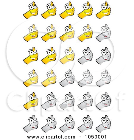 Royalty-Free Vector Clip Art Illustration of a Digital Collage Of Thumbs Up Hand Ratings by Andrei Marincas