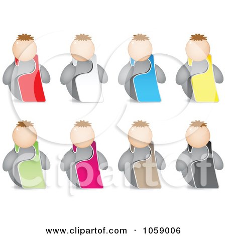 Royalty-Free Vector Clip Art Illustration of a Digital Collage Of 3d Avatar Man Wearing Door Tags by Andrei Marincas