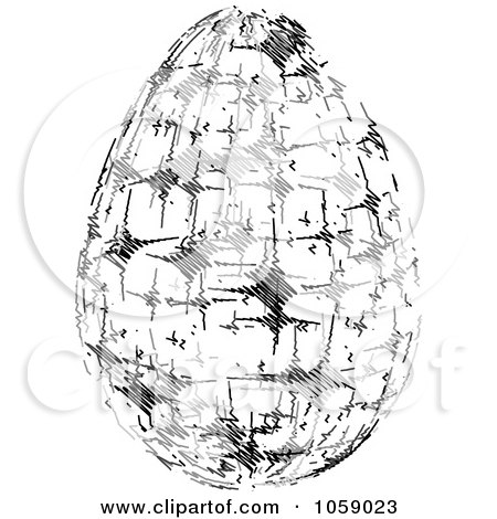 Royalty-Free Vector Clip Art Illustration of a Sketched Sparkly Easter Egg by Andrei Marincas