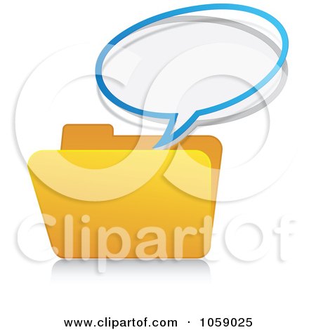 Royalty-Free Vector Clip Art Illustration of a Message Bubble Over A Yellow Folder by Andrei Marincas