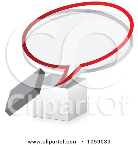 Royalty-Free Vector Clip Art Illustration of a 3d Messenger Bubble Over A Box by Andrei Marincas
