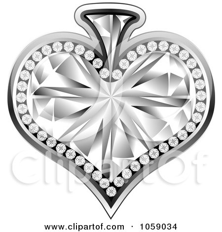 Royalty-Free Vector Clip Art Illustration of a 3d Silver And Diamond Heart by Andrei Marincas