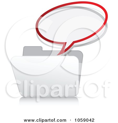 Royalty-Free Vector Clip Art Illustration of a Message Bubble Over A White Folder by Andrei Marincas
