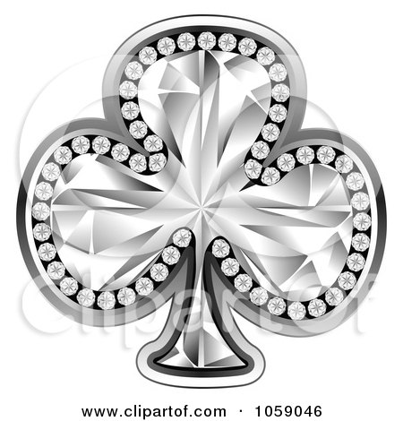 Royalty-Free Vector Clip Art Illustration of a 3d Silver Clover Or Spade by Andrei Marincas