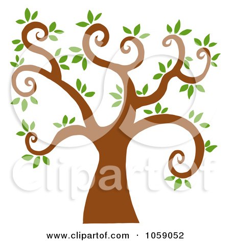 Royalty-Free Vector Clip Art Illustration of a Curly Branched Tree Logo - 3 by Hit Toon