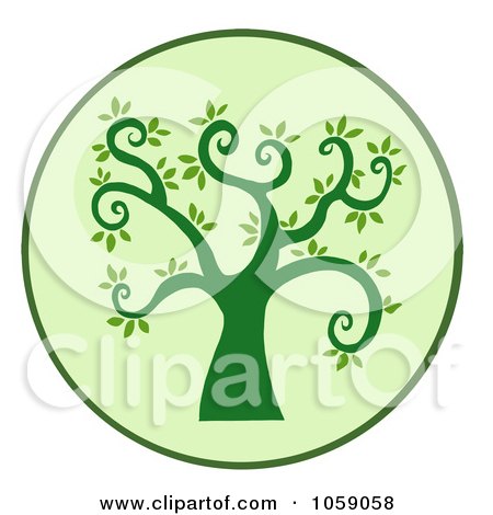 Royalty-Free Vector Clip Art Illustration of a Curly Branched Tree Logo - 7 by Hit Toon