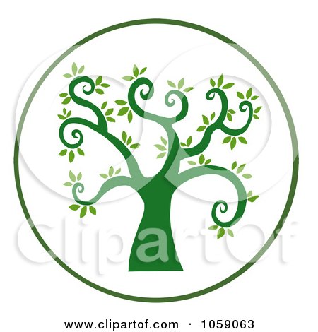 Royalty-Free Vector Clip Art Illustration of a Curly Branched Tree Logo - 8 by Hit Toon