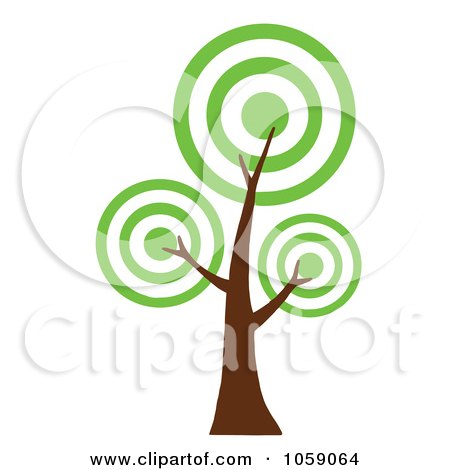 Royalty-Free Vector Clip Art Illustration of a Circle Foliage Tree Logo - 3 by Hit Toon