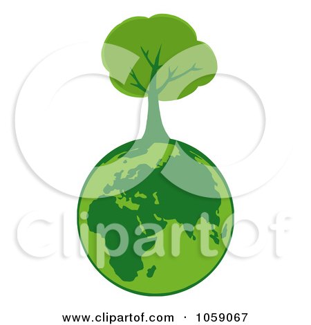Royalty-Free Vector Clip Art Illustration of an Organic Tree Globe Logo - 1 by Hit Toon