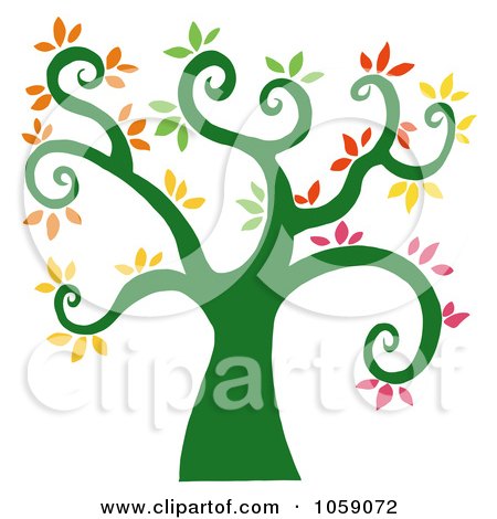 Royalty-Free Vector Clip Art Illustration of a Curly Branched Tree Logo - 4 by Hit Toon