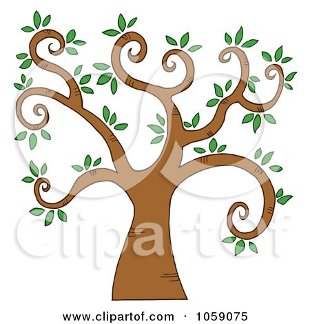 Royalty-Free Vector Clip Art Illustration of a Curly Branched Tree Logo - 5 by Hit Toon