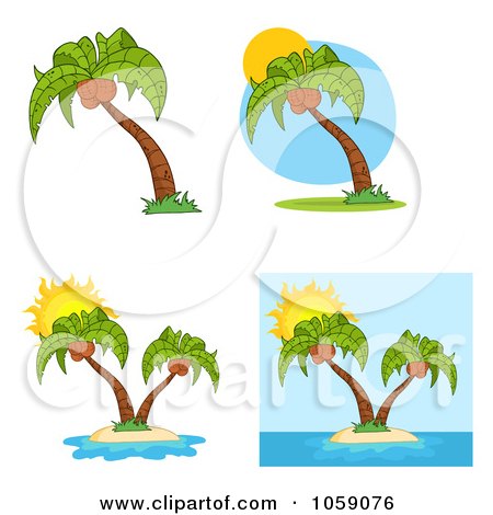 Royalty-Free Vector Clip Art Illustration of a Digital Collage Of Palm Trees by Hit Toon