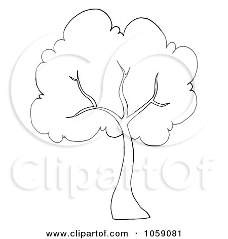 Royalty-Free Vector Clip Art Illustration of an Outlined Tree Logo - 1 by Hit Toon
