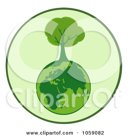 Royalty-Free Vector Clip Art Illustration of an Organic Tree Globe Logo - 2 by Hit Toon
