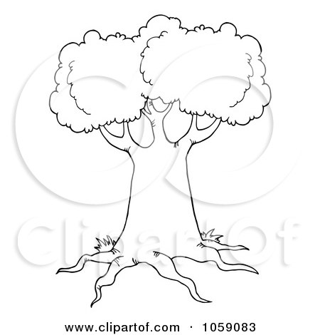 Royalty-Free Vector Clip Art Illustration of an Outlined Tree Logo - 2 by Hit Toon