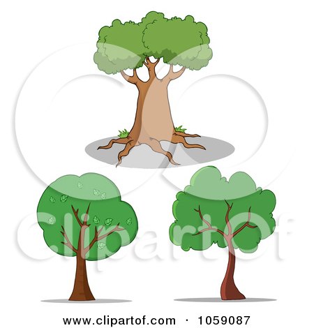 Royalty-Free Vector Clip Art Illustration of a Digital Collage Of Three Trees by Hit Toon