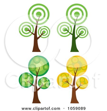 Royalty-Free Vector Clip Art Illustration of a Digital Collage Of Circle Trees by Hit Toon