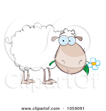 Royalty-Free Vector Clip Art Illustration of a Grazing Sheep by Hit Toon