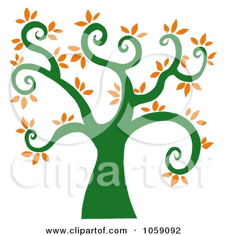 Royalty-Free Vector Clip Art Illustration of a Curly Branched Tree Logo - 2 by Hit Toon