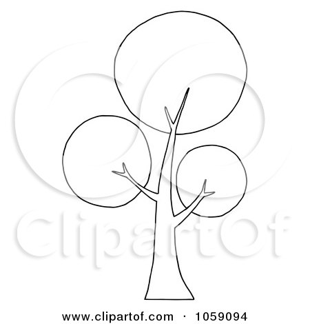 Royalty-Free Vector Clip Art Illustration of an Outlined Circle Foliage Tree Logo by Hit Toon
