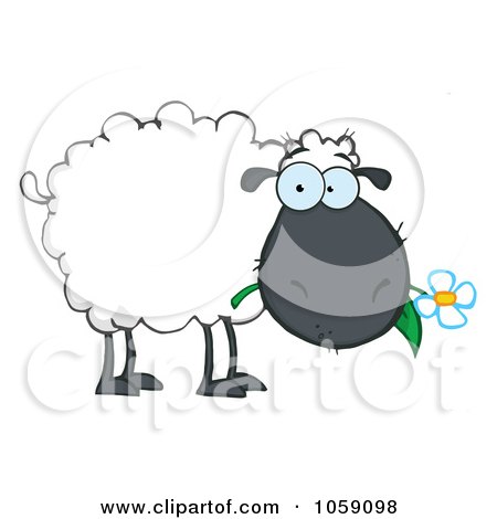 Royalty-Free Vector Clip Art Illustration of a Grazing Black Sheep by Hit Toon