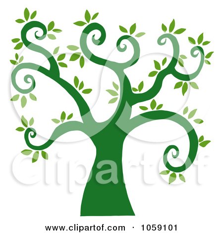 Royalty-Free Vector Clip Art Illustration of a Curly Branched Tree Logo - 1 by Hit Toon