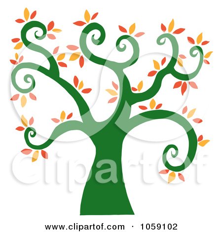 Royalty-Free Vector Clip Art Illustration of a Curly Branched Tree Logo - 6 by Hit Toon