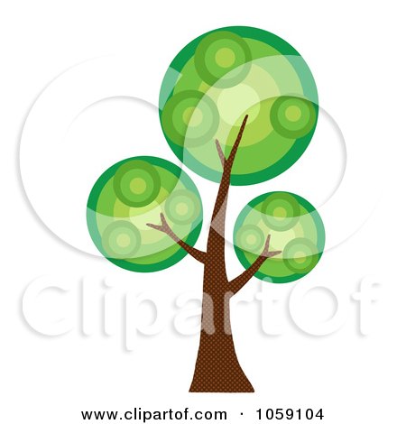 Royalty-Free Vector Clip Art Illustration of a Circle Foliage Tree Logo - 1 by Hit Toon