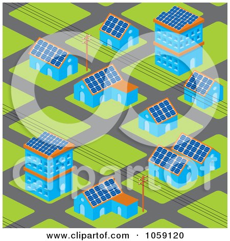 Royalty-Free Vector Clip Art Illustration of a Solar Powered Neighborhood by Any Vector