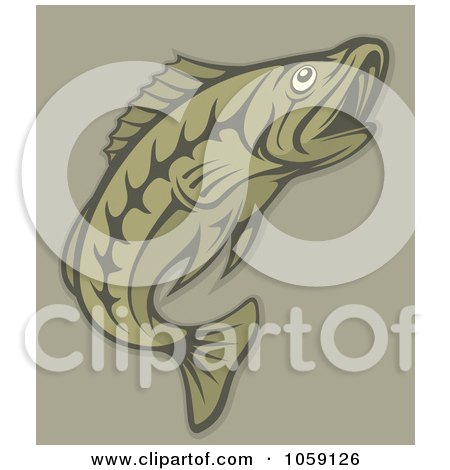 Royalty-Free Vector Clip Art Illustration of a Green Fish On Tan by Any Vector
