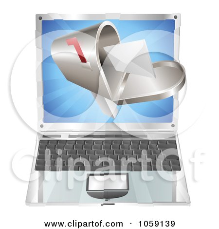 Royalty-Free Vector Clip Art Illustration of a 3d Letter In A Mailbox Over A Laptop by AtStockIllustration