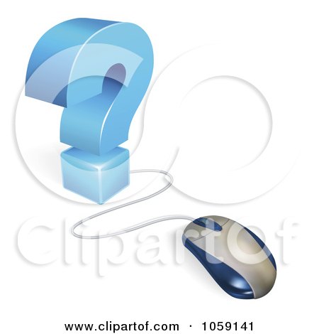 Royalty-Free Vector Clip Art Illustration of a 3d Blue Question Mark And Computer Mouse by AtStockIllustration