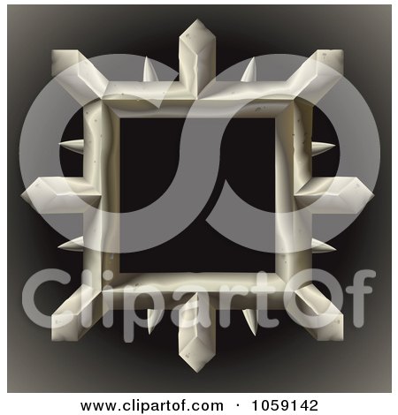 Royalty-Free Vector Clip Art Illustration of a 3d Spiked Metal Frame On Gradient Black by AtStockIllustration