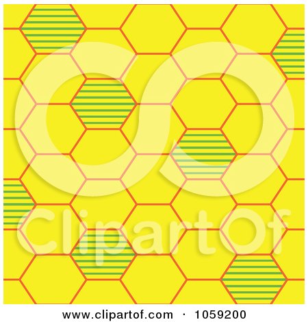 Royalty-Free Vector Clip Art Illustration of a Yellow And Green Bee Hive Background Pattern by Cherie Reve