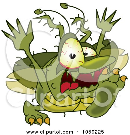 Royalty-Free Vector Clip Art Illustration of a Gross Green Bug Character Running by Mascot Junction