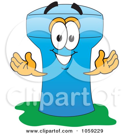 Royalty-Free Vector Clip Art Illustration of a Water Tower Character - 5 by Mascot Junction