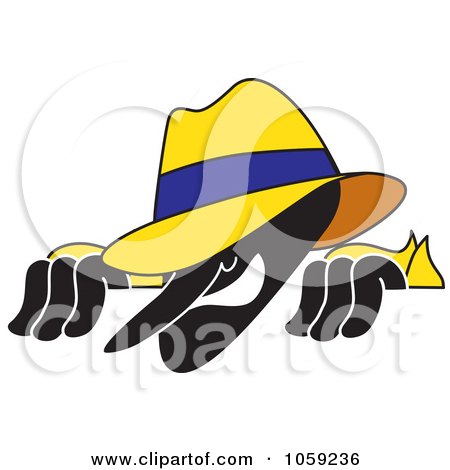 Royalty-Free Vector Clip Art Illustration of a Silhouetted Detective Peeking Over A Surface by Mascot Junction