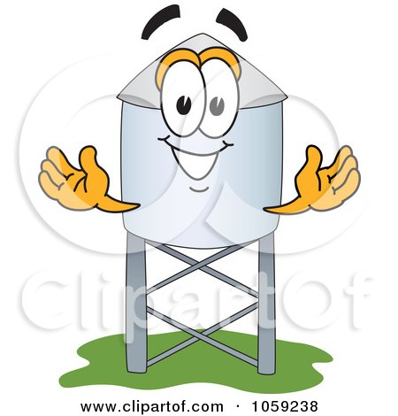 Royalty-Free Vector Clip Art Illustration of a Water Tower Character - 3 by Mascot Junction