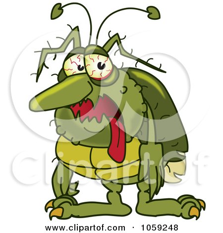 Royalty-Free Vector Clip Art Illustration of a Sick Green Bug Character by Mascot Junction
