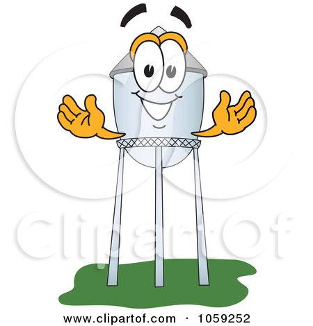 Royalty-Free Vector Clip Art Illustration of a Water Tower Character - 4 by Mascot Junction