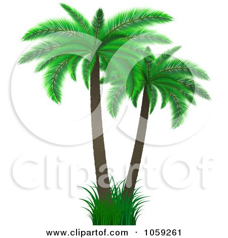 Royalty-Free Vector Clip Art Illustration of 3d Double Palm Trees by KJ Pargeter