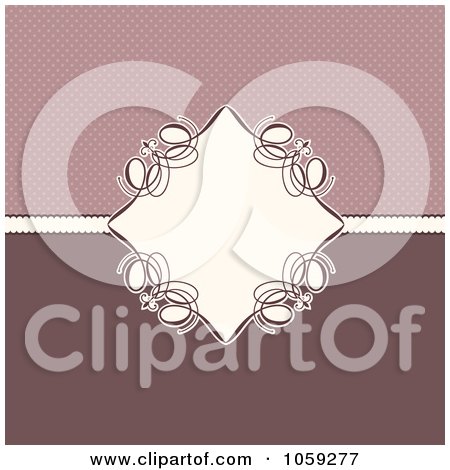 Royalty-Free Vector Clip Art Illustration of an Ornate Pink Background With A Swirly Diamond Frame Around White Space by KJ Pargeter