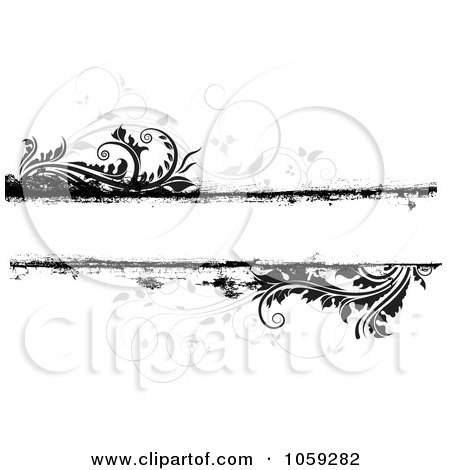 Royalty-Free Vector Clip Art Illustration of a Grungy Gray And Black Floral Background by KJ Pargeter