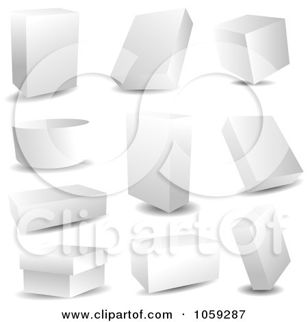 Royalty-Free Vector Clip Art Illustration of a Digital Collage Of Blank 3d Packages by KJ Pargeter