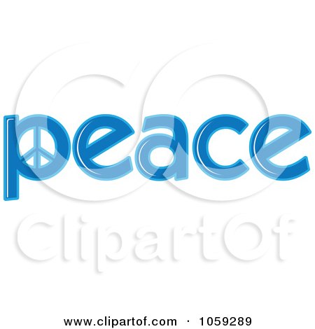 Royalty-Free Vector Clip Art Illustration of The Blue Word Peace by Maria Bell