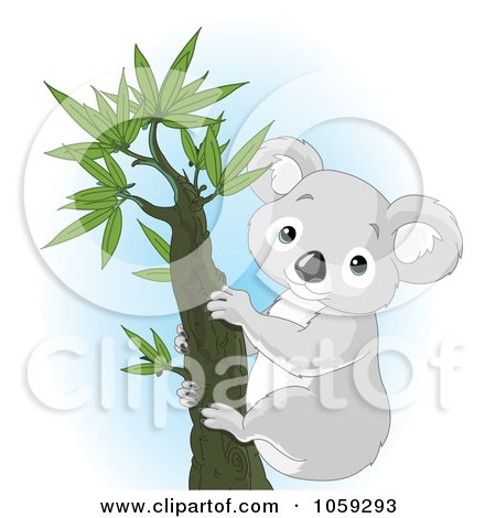 Royalty-Free Vector Clip Art Illustration of a Cute Koala Climbing A Tree by Pushkin