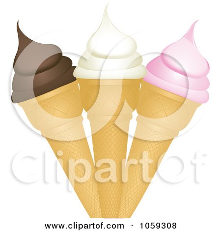 Royalty-Free Vector Clip Art Illustration of a Trio Of Ice Cream Cones by elaineitalia