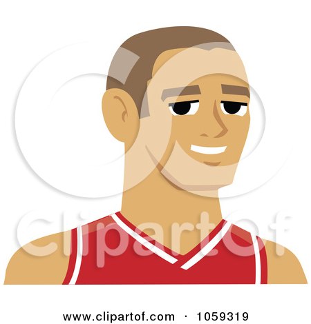 Royalty-Free Vector Clip Art Illustration of a Male Avatar Wearing A Basketball Jersey - 1 by Monica