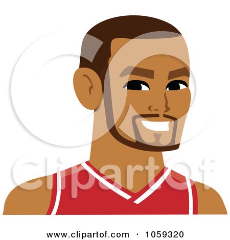 Royalty-Free Vector Clip Art Illustration of a Male Avatar Wearing A Basketball Jersey - 4 by Monica